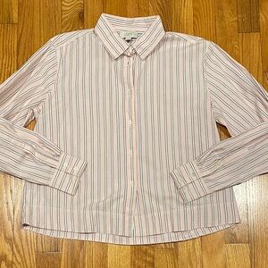 Cropped Boxy Striped Blush Button Down